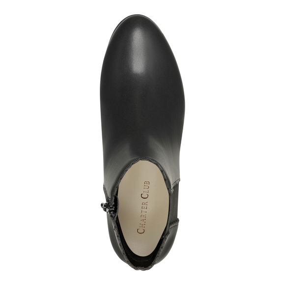 Charter Club Daxi Women's Black Scalloped Round Toe Block Heel Slip On Booties - Picture 3 of 8